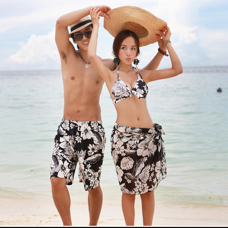 Wholesale explosion, black and white couples, three sets of split bikini wrap, hot springs swimming women&