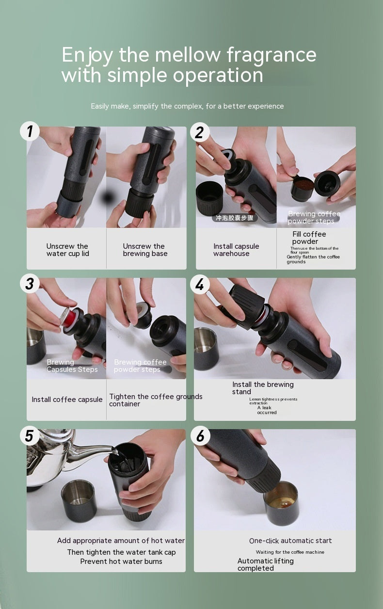 Coffee Machine Travel Portable Outdoor Small Concentrated Mini Capsule Ground Coffee Dual-use