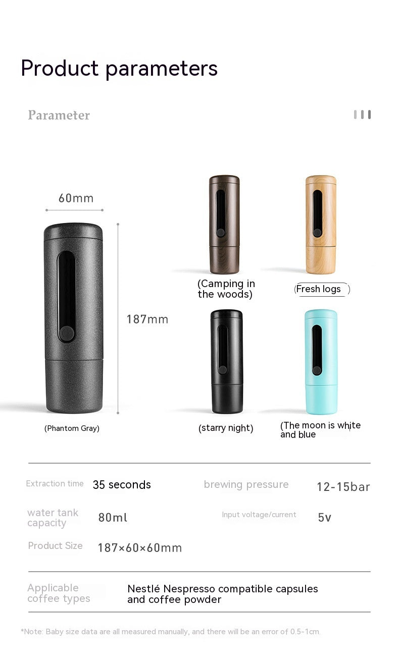 Coffee Machine Travel Portable Outdoor Small Concentrated Mini Capsule Ground Coffee Dual-use