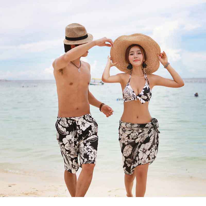 Wholesale explosion, black and white couples, three sets of split bikini wrap, hot springs swimming women&