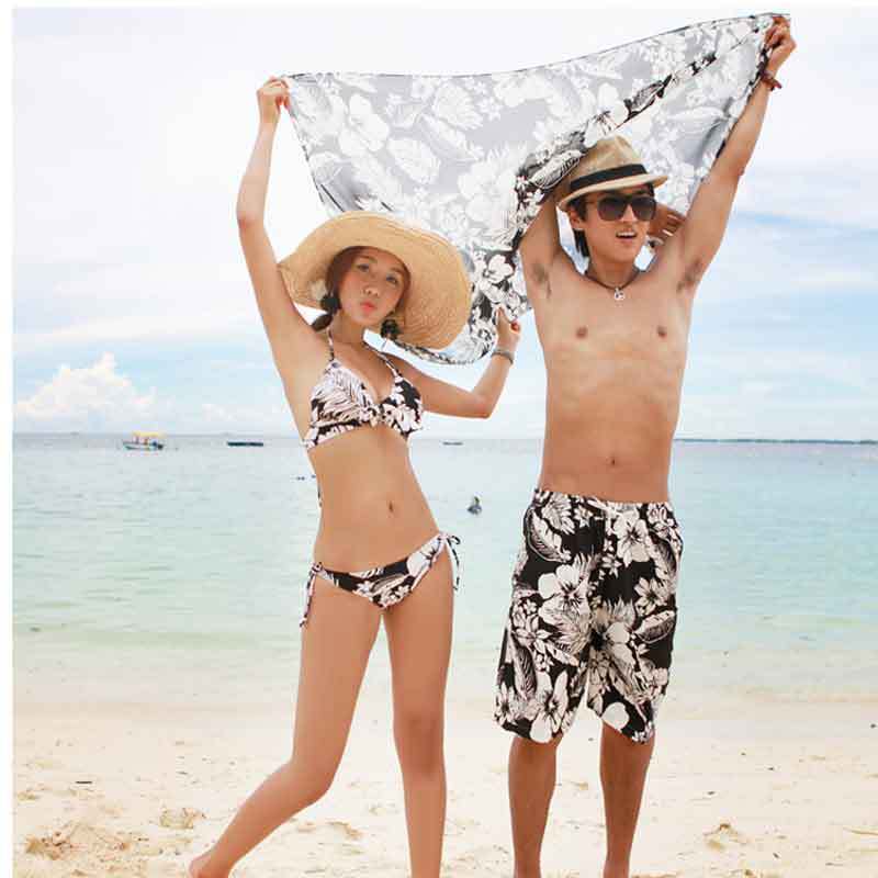 Wholesale explosion, black and white couples, three sets of split bikini wrap, hot springs swimming women&