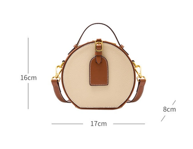 Genuine Leather Mini Small Round Bag Women&