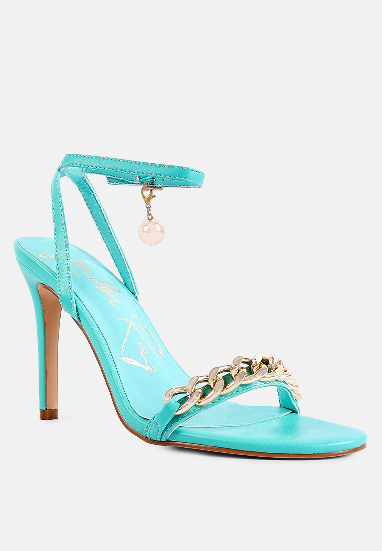 Mooning Metal Chain Strap Stiletto Sandals-2