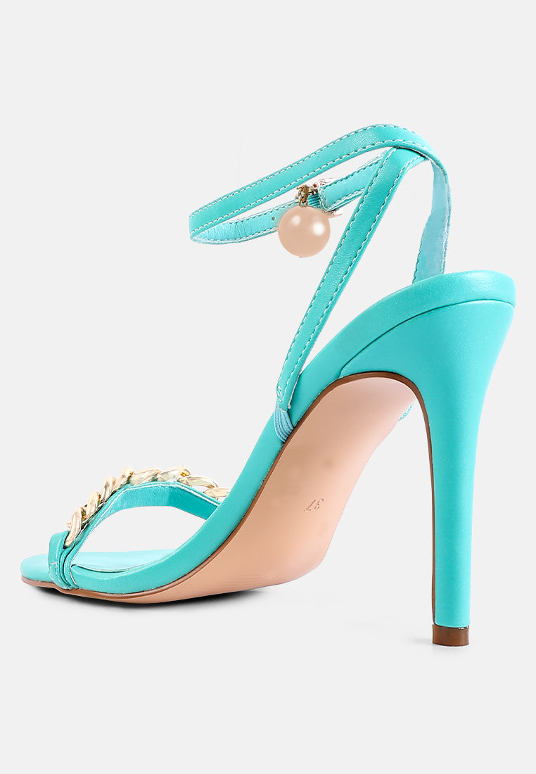 Mooning Metal Chain Strap Stiletto Sandals-3