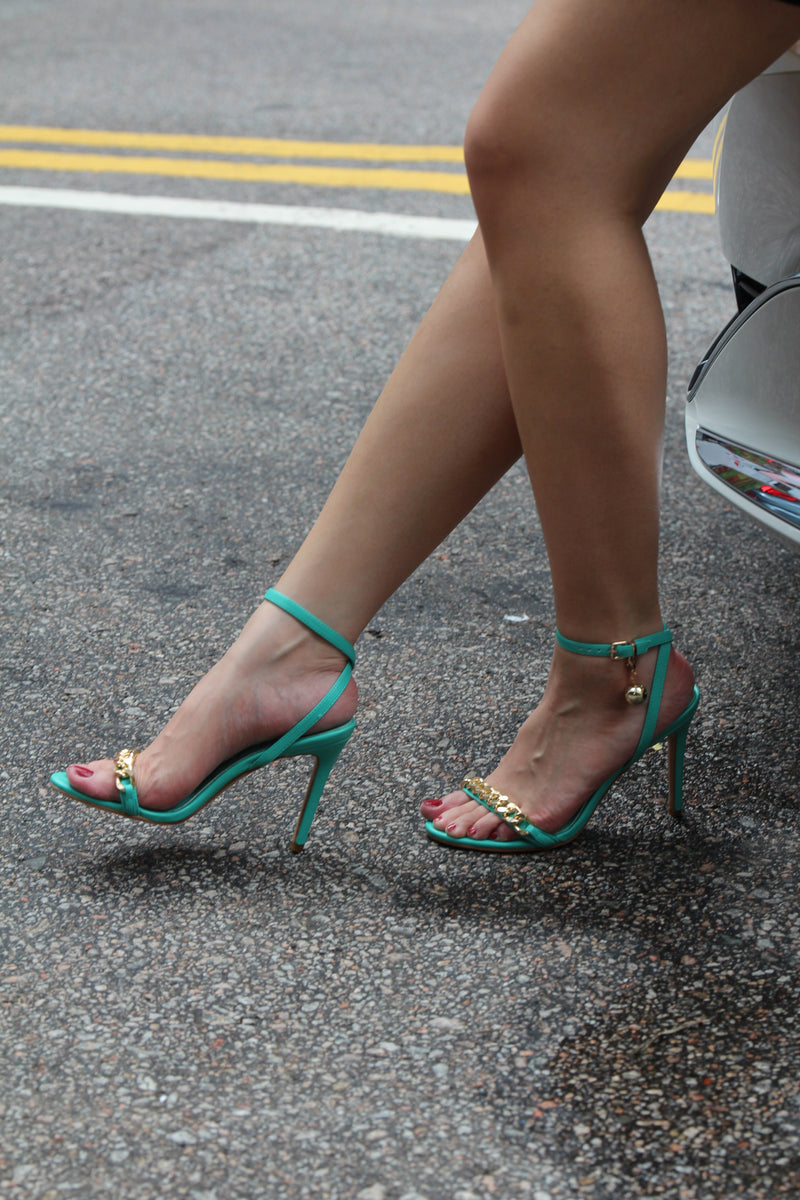 Mooning Metal Chain Strap Stiletto Sandals-1